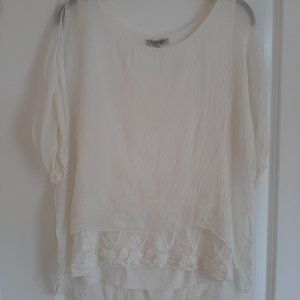 Via Signoria Layered Silk Top High to low hem Size Medium